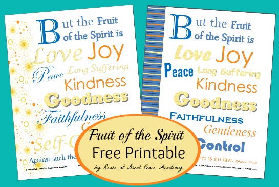 Fruit of the Spirit free printable by Renée at Great Peace Academy