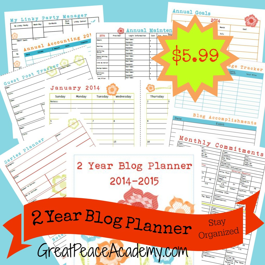 A blog planner to keep your blog business organized via Great Peace Academy
