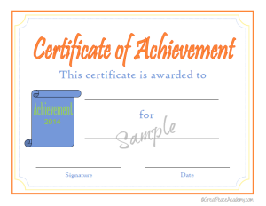Certificate of Achievement 2014 Orange & Blue Certificate of Achievement 2014 Orange & Blue