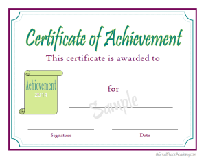 Certificate of Achievement 2014 Green & Plum Certificate of Achievement 2014 Green & Plum