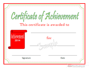 Certificate of Acheivement 2014 Green & Red Certificate of Acheivement 2014 Green & Red