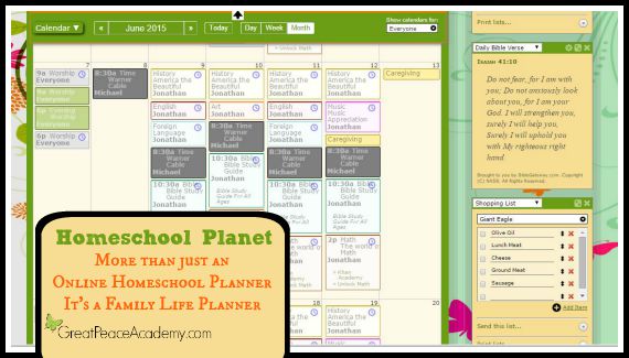 Homeschool Planet is more than just an online homeschool planner it's a family life planner. Review at Great Peace Academy