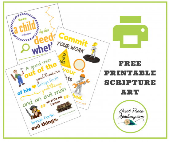 Free Printable Scripture Art for Boys | GreatPeaceAcademy.com #ihsnet #homeschool