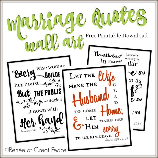Marriage Quotes Wall Art Printable | ReneeatGreatPeace